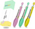 Small Tongs with Silicone Tips 7-Inch Serving Tongs, Set of 3 (Pink Mint Yellow)...