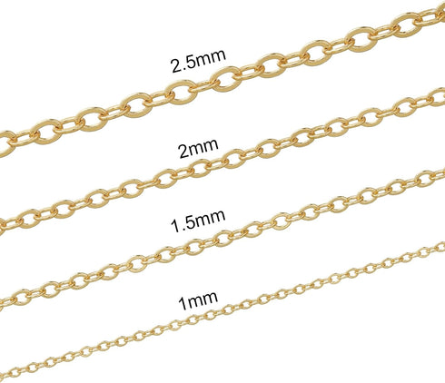 16.4 Feet Necklace Chains for Jewelry Making, Gold Plated Solid Brass Bulk for DIY Necklace Pendant Extender Link Supplies...