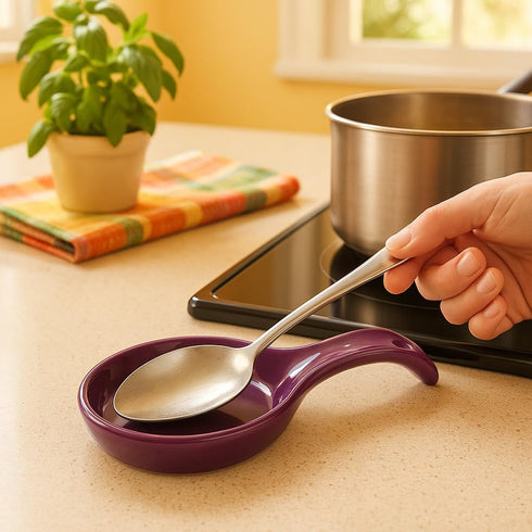 Reston Lloyd Kitchen Counter Utensil Spoon Rest, Ladles, Spaghetti Forks, & Spatulas, Durable BPA-Free Plastic – Dishwasher Safe, Décor, Space Sav...