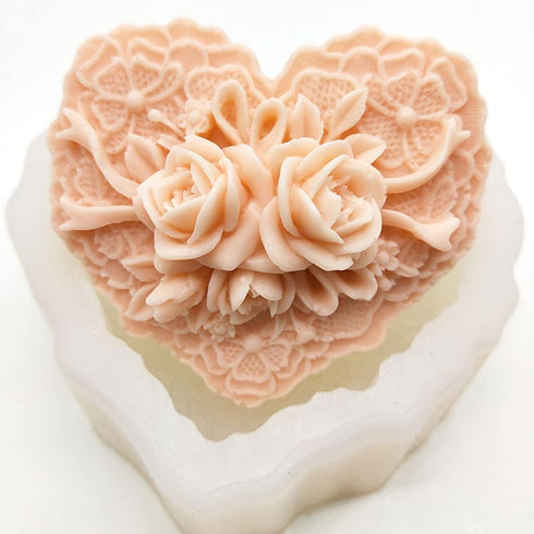 Beautiful Flower Delicate Floral Heart Silicone Soap Molds for Soap Making, Craft DIY Handmade Chocolate Candy Cake Mold...