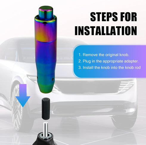 1 PC Car Modified Gear Lever, 5.7" Racing Trim Alloy Easy-Grip Shift Knob with Adapter, Gear Shifting Smooth Operation Long Handle, Universal for ...