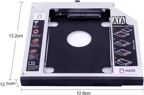 2nd HDD SSD Hard Drive Caddy Tray Replacement for Lenovo Thinkpad T420 T430 T510 T520 T530 W510 W520 W530, Internal Laptop CD DVD ROM Optical Modu...