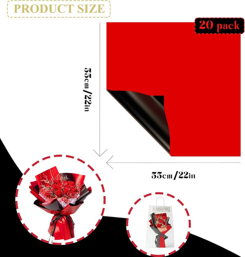 Gloreyan 20 Sheets Flower Wrapping Paper, Florist Bouquet DIY Craft Fresh Flower Bouquet Wrap Waterproof Floral Wrapping Gift Box Packaging Materi...