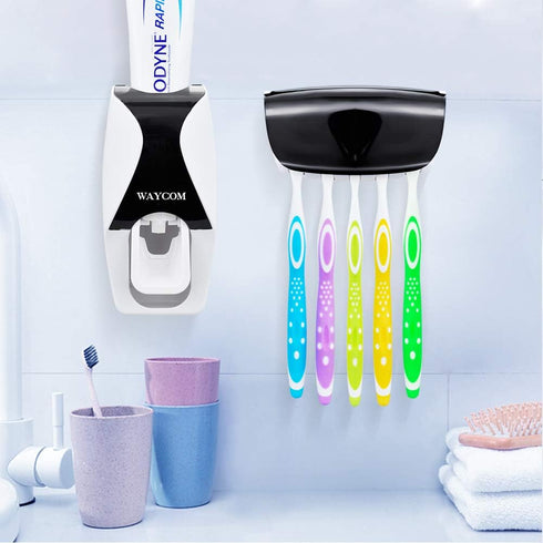 WAYCOM Dust-Proof Toothpaste Dispenser Toothpaste Squeezer Kit (Black)...
