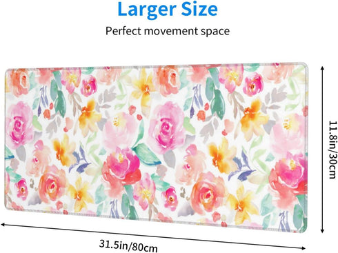 Pink Desk mat,Floral Desk mat,XXL Mouse pad,Floral Mouse pad,Christmas Gifts,Desk Accessories for Women,Pink Office Supplies,Office Decor for Wome...