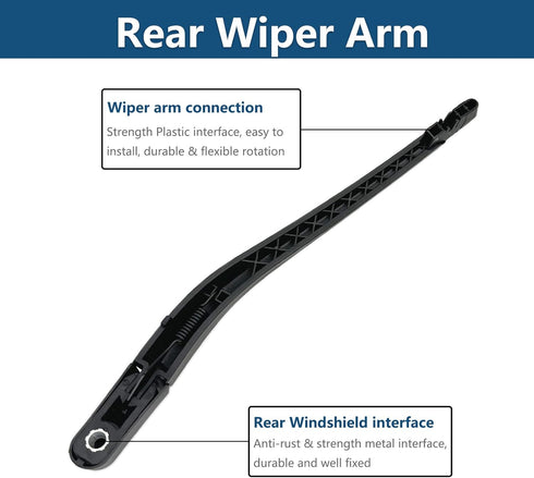 Rear Windshield Wipers Blade Arm Set for VOLVO XC60 2011-2017 / Volvo XC90 2011-2014 Back Glass Wiper Arm Blade Replacements All Seasons Fit, Repl...