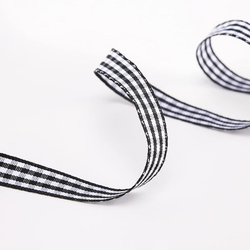 VGOODALL Black Gingham Ribbon, 3/8" x 50Yd Buffalo Checkered Ribbons Black and White Plaid Thin Crafts Ribbon for Decorations Gift Wrapping Picnic...