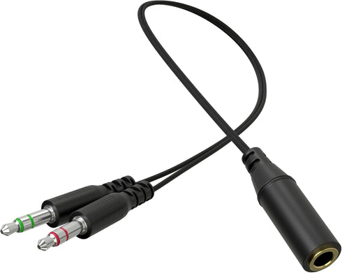 Headphone Splitter, 3.5mm Female to 2 3.5mm Male Audio Splitter Cable for Aux Microphone Mics Stereo Jack Earphones Port Cord Earbuds Gaming Heads...