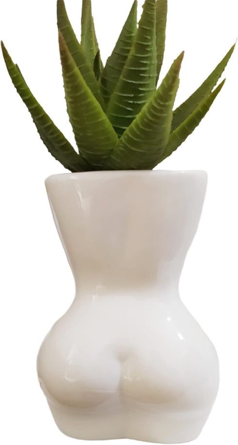 Cute 4.7 inch Indoor Body Shaped Ceramic Succulent Cactus Air Plant Body Art Modern Flower Pots Planter - Plant Not Included (White)...