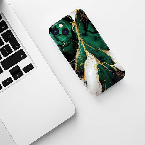 Case Compatible with iPhone 13 Case,Golden Green Marble 3D Design Phone Case,Stylish Durable Shockproof Raised Bumper Corners Case for 13 6.1 inch...