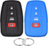 Lcyam Silicone Key Fob Cover Compatible with Toyota 4Runner RAV4 XLE Highlander XSE Camry SE Prius CHR Corolla ( Black Blue, 4 Button)...