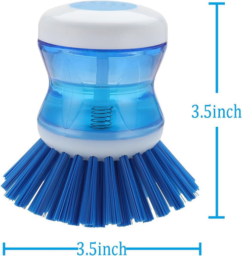 Dish Brush with Soap Dispenser for Dishes Pot Pan Kitchen Sink Scrubbing, Blue 2pcs...