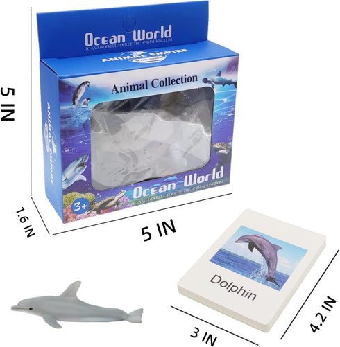 Small Montessori Animal Figures with Flash Cards, Realistic Animal Figurines Toys, Montessori Materials Homeschool Preschool Science Educational M...