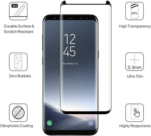 Galaxy S8 Plus Screen Protector, 2 Pack Tempered Glass Screen Protector, 2 Pack Camera Lens Protector, 9H Hardness Tempered Glass Screen Protector...