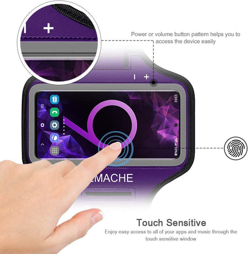 Galaxy Note 10+, 9, 8 Armband, JEMACHE Gym Run Workout Water Resistant Arm Band Case for Samsung Galaxy Note 8/9/10 Plus with Key Holder (Purple)...
