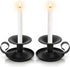 Yopay 4 Pack Iron Taper Candle Holder, Retro Rustproof Candlestick Holders, Sturdy Black Candlelight Stand for Chime Spell Candles, Halloween Chri...