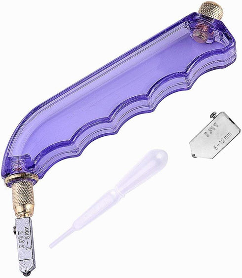 IMT Pistol Grip Oil Feed Glass Cutter Tungsten Carbide, Professional Stained Glass Cutting Tool with 2 Replaceable Head and Oil Reservoir- 2mm-12m...