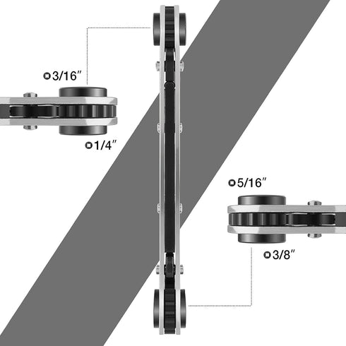 HVAC Service Wrench with Hexagon Bit Adapter Tool Kit for Air Conditioner Refrigeration Equipment Repair 3/16” 3/8” 5/16” 1/4” Reversible Ratchet ...