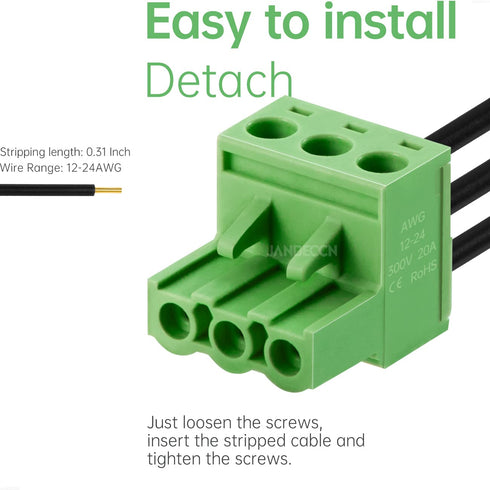 20Pcs 3 Pin 5.08mm Pitch DIY PCB Mount Screw Terminal Block Connector with 20Pcs 3 Pin Phoenix Plug...