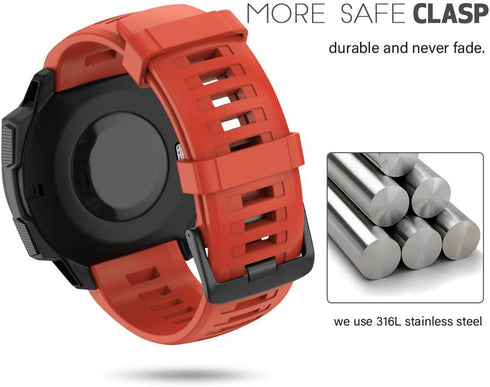 NotoCity for Garmin Instinct Band, Soft Silicone Replacement Watch Strap Compatible with Garmin Instinct 2/ Solar/Tactical(Flame Red)...