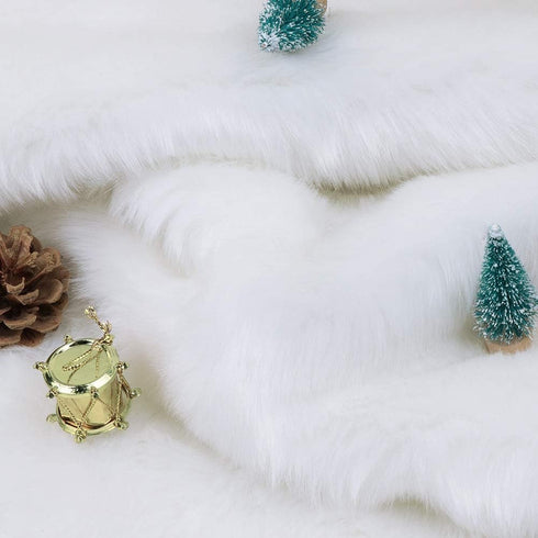 AerWo Faux Fur Christmas Table Runner, Winter Snowy White Table Runner for White Christmas Holiday Table Decoration 72 x 15 Inch...