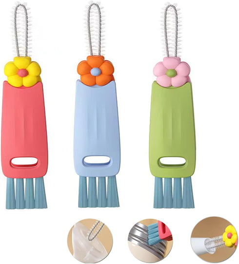 3 in 1 Cup Lid Cleaning Brush,3 Pack Multifunctional Cleaning Brush Cup Crevice Cleaning Tools,Home Kitchen Crevice Cleaning Brush Portable Bottle...