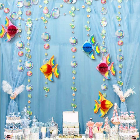 Cheerland Under The Sea Party Decorations Tropical Fish Bubble Garland Mermaid Birthday Supplies Baby Shark Theme Party Ocean Backdrop Sea Creatur...