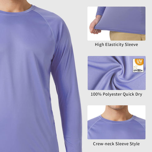 Men's UPF 50+ Rash Guard Swim Shirt Long Sleeve Moisture Wicking Quick Dry Lightweight Wrinkle-resistant Fishing Running, Persian Violet, Small...