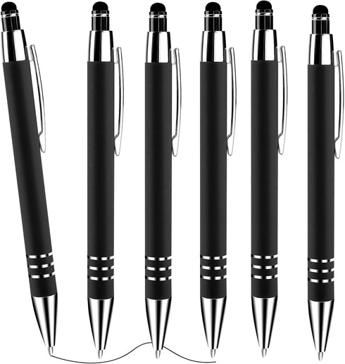Cobee® Stylus Tip Ballpoint Pens, 6 Pieces 1.0mm Retractable Ball Point Pen Medium Point Smooth Writing Pen Black Ink Metal Pen Stylus Nice Pen fo...