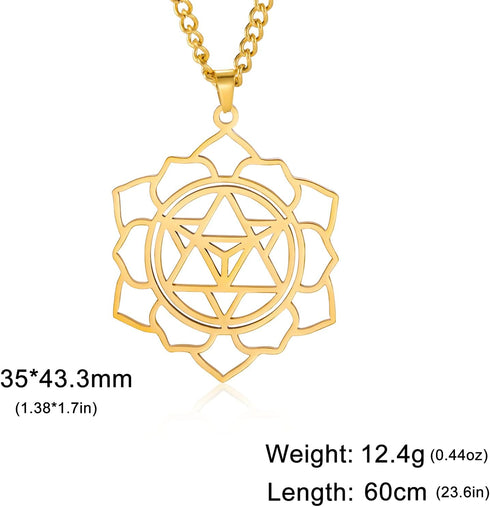 VASSAGO Merkabah on Flower of Life Necklace Mandala Necklace Geometry Star Tetrahedron Merkaba Pendant Necklace Buddhist Lotus Flower Mandala Pend...