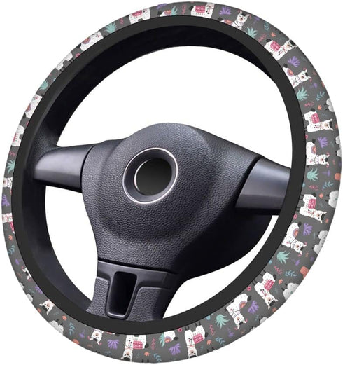 Swono Cartoon Llama Alpaca Car Steering Wheel Covers Cartoon Llama Cute Women Men Interior Accessories Universal 15 Inch Steering Steering Wheel P...