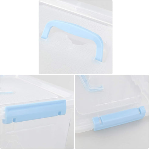 Hespama 2 Pack Lidded Storage Bin, Plastic Latching Container Box with Handle, 12 Quart & 6 Quart...