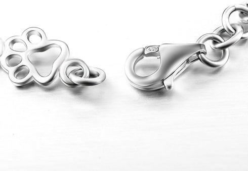 LUHE Paw Print Bracelets Gifts for Women 925 Sterling Silver Cute Dog Cat Bone Paw Bracelet for Girls, 7.5" Christmas Gifts...