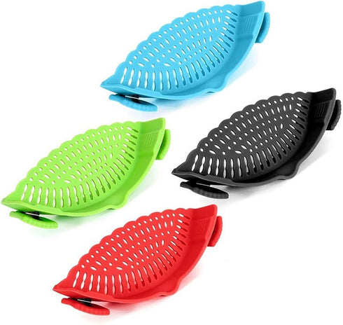 Snap Strainer, Clip on Strainer for Pots Pans, Hands-free Clip-on Heat Resistant Silicone Colander Pour Spout for Pasta Vegetable Noodles, Colande...