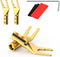 HiFi Speaker Y Spade Connectors, Dual Screw Locking Speaker Cable Plug, Fork Spade Connectors with Allen Wrench for Speaker Wire DIY 4PCS (Gold Pl...
