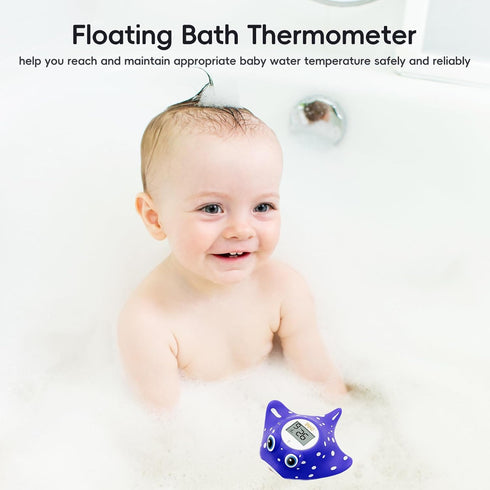 b&h Baby Bath & Room Temperature Thermometer - Digital Infant Bathtub Thermometer, Safe Toddlers Tub Time Floating Toy - Manta Ray...