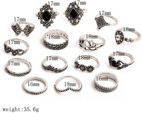 CSIYAN 9-15 Pieces Stackable Knuckle Ring Set,Boho Vintage Crystal Stacking Midi Finger Rings for Women...