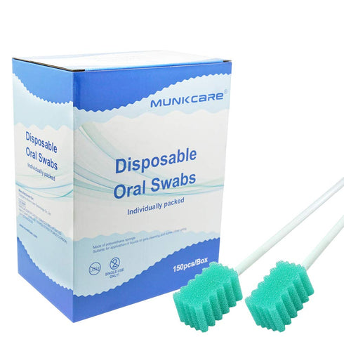 Disposable Oral Foam Tipped Swab Mouth Cleaning Swab, Green Tooth Shape, 150 counts...