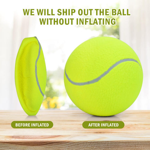 Pomeat 2 PCS Gaint Tennis Ball for Dogs, 9.5" Inflatable Large Tennis Balls Pet Chew Toy, Inflatable Rubber Non-Toxic Pet Toy Balls with Pump & Ne...