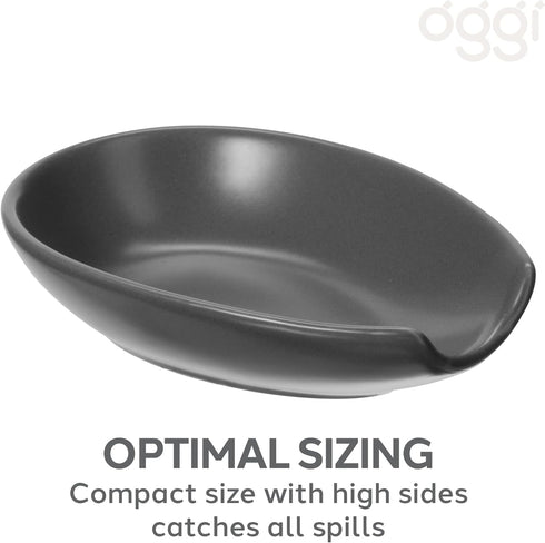 OGGI Spooner Ceramic Spoon Rest- Spoon Rest for Stove Top, Spoon Holder for Countertop, Kitchen Decor for Counter, Coffee Bar Accessories, Gray...