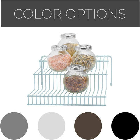 Smart Design 3-Tier Spice Rack - Steel Metal Wire - Rust Resistant - Cupboard, Jars, Cans, Seasonings Holder, Cabinet Shelf Organizer, Countertop ...