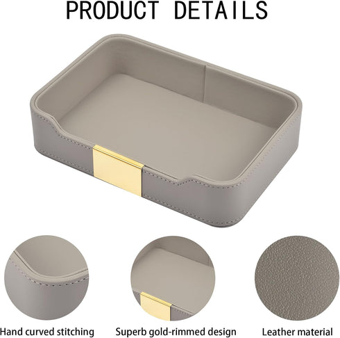 Leather Jewelry Tray Desktop Storage,Luxury Perfume Tray Nightstand Organizer Entryway Decorative Tray,for Jewelry Watch Cosmetics Keys Phone Wall...