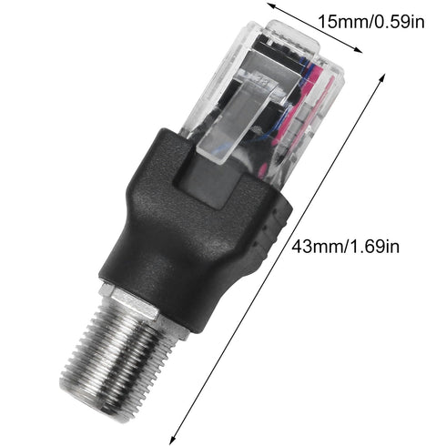 2PCS F Type to RJ45 8P Crystal Head Adapter Female to Male Coaxial Sleeve Converter for Cable Tester Monitor Digital Signal Compatible Black...