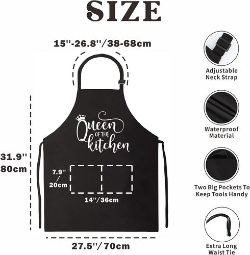 Funny Apron for Women, Kitchen Chef Cooking Aprons with 2 Pockets, Cute Baking Apron Gift for Bakers, Birthday Housewarming Gifts for Wife Mom Sis...