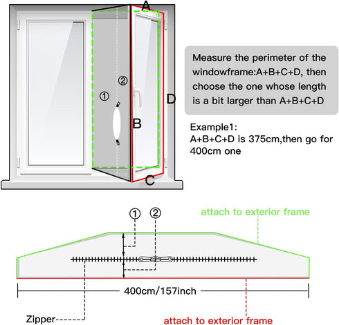 Portable Air Conditioner Window Seal Kit,Hot Air Stop Air Exchange Guards with Zip 158 inch ac Window Seal Kit Hot Air Stop Air Exchange Guards wi...