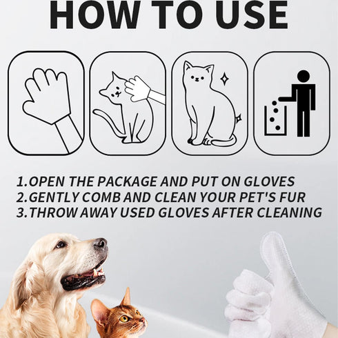 6 PCS Pet Bathing Wipes for Dogs and Cats, Cleaning? Deodorizing Grooming Gloves, Wipes Gloves for Dog and Cat Fur Face, Ear, Eye, Paws Cleaning W...