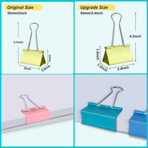 Colored Jumbo Binder Clips2.4 inch, Extra Large Binder Clips for Office (8 Pcs)...