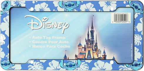 Lilo & Stitch Blue Hawaiian White Hibiscus Flowers Disney Auto Car Truck SUV Vehicle Universal-fit License Plate Frame - Plastic - Pair...