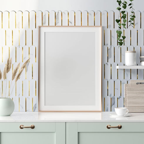 DICOFUN 1 Sheet White & Marble Look Peel and Stick Backsplash for Kitchen, PVC Stick on Backsplash Wall Tiles...