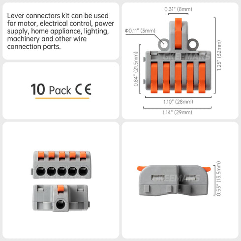 GKEEMARS 10Pcs Mini Electrical Wire Connectors, DIY Splicing into 4/6/8/9/10 Way Butt Terminal Block Connectors (1 in 5 Out, Nylon)...